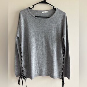 FRNCH Gray Side-Tie Boxy Sweatshirt Sz S-M